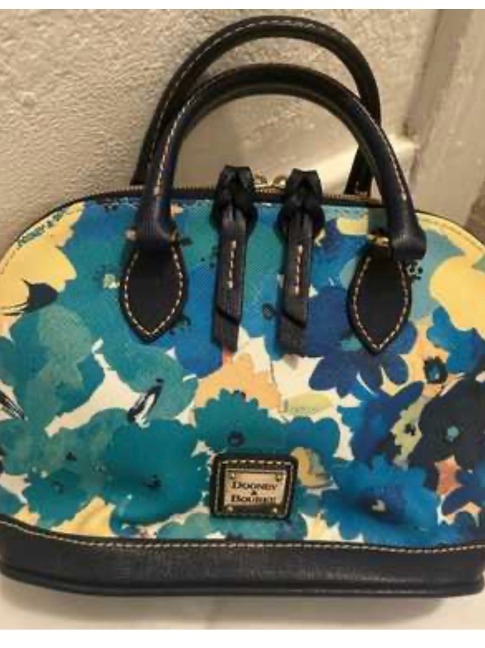 Dooney & Bourke Blue Teal Floral Dome Satchel